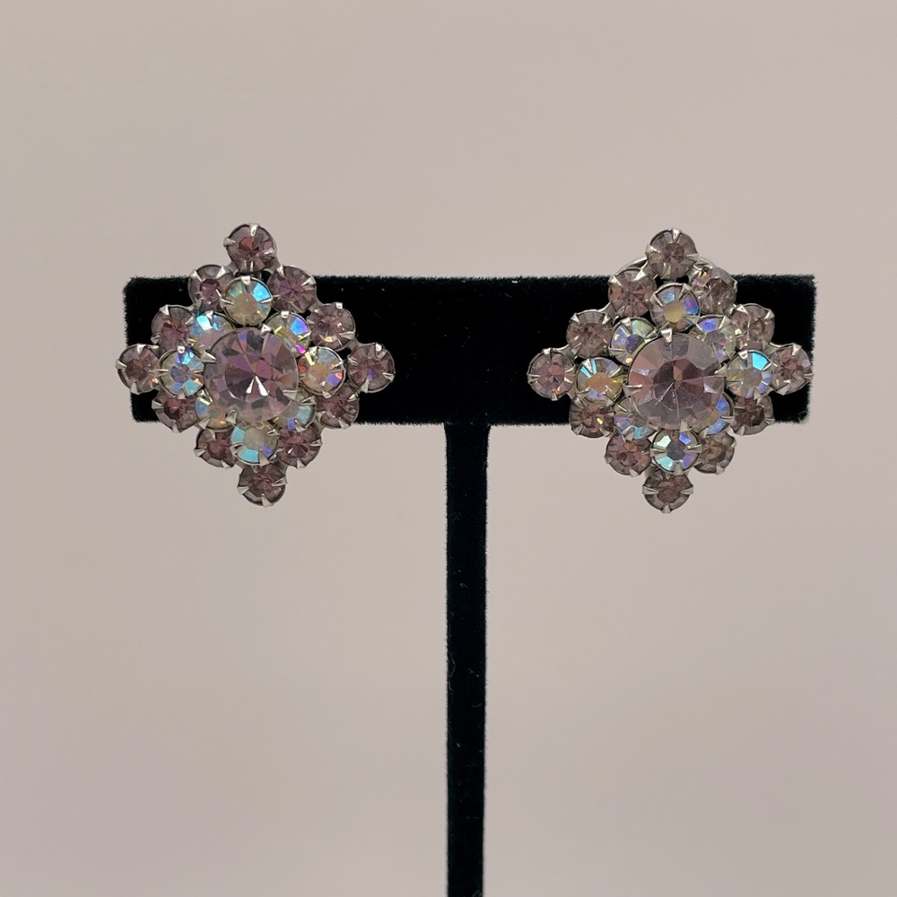 ALBERT WEISS Vintage Purple Crystal Clip-on Earrings